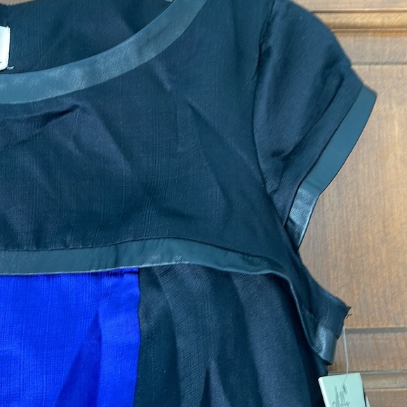 Milly, silk color, block top NWT trimmed with faux leather size 0 - Picture 8 of 12